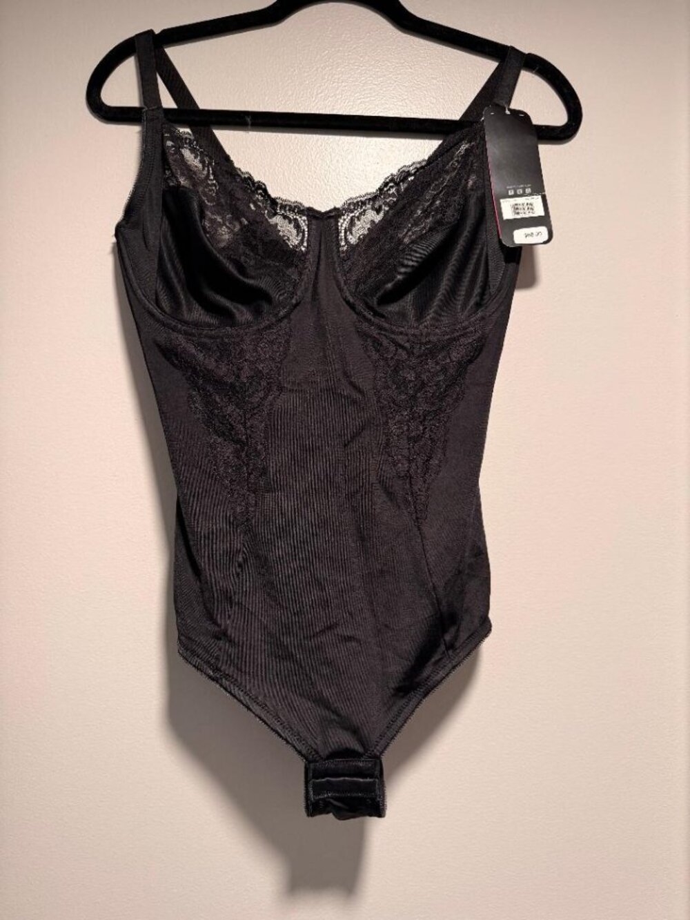 Maidenform Black Lace Firm Control Body Briefer 36D NWT